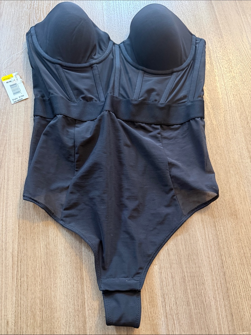 NWT DKNY Black Strapless Bustier Bodysuit size 36B